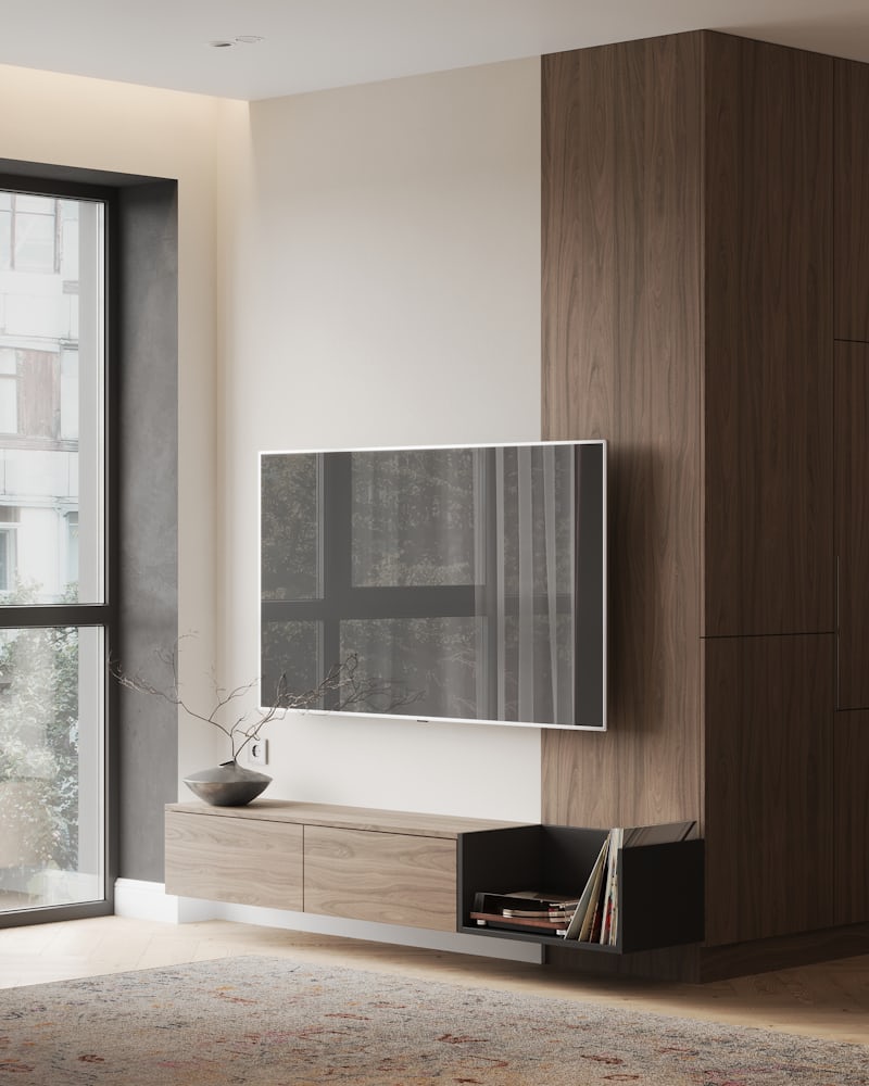 Salon moderne équipé d'un téléviseur grand écran - l'écosystème LG pour la maison connectée